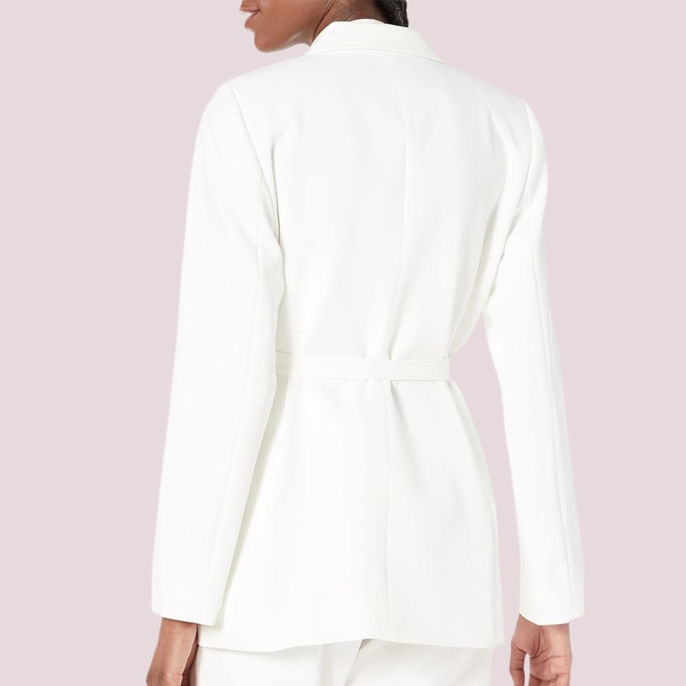 NWT The Drop Ivory Ren Wrap Front Belted Blazer - Various Sizes - Picture 3 of 6